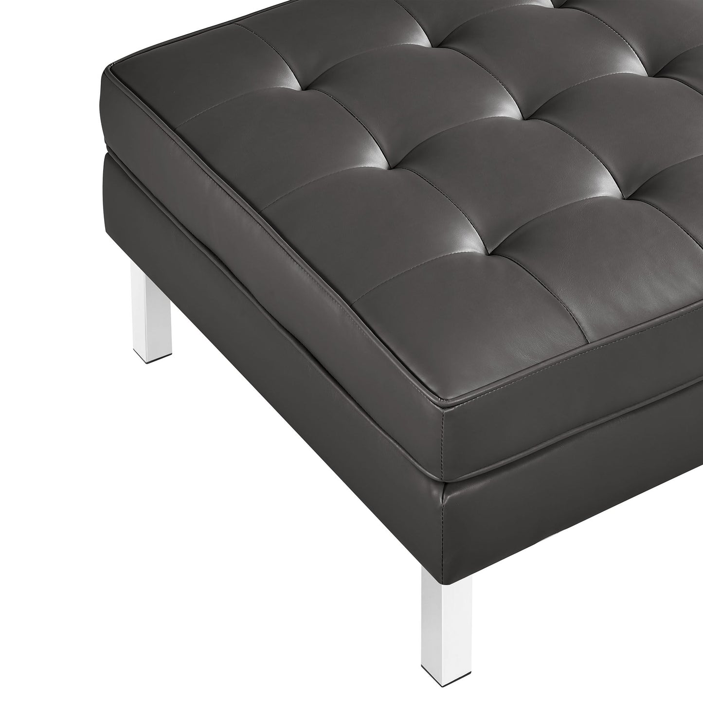 Loft Tufted Vegan Leather Sofa and Ottoman Set