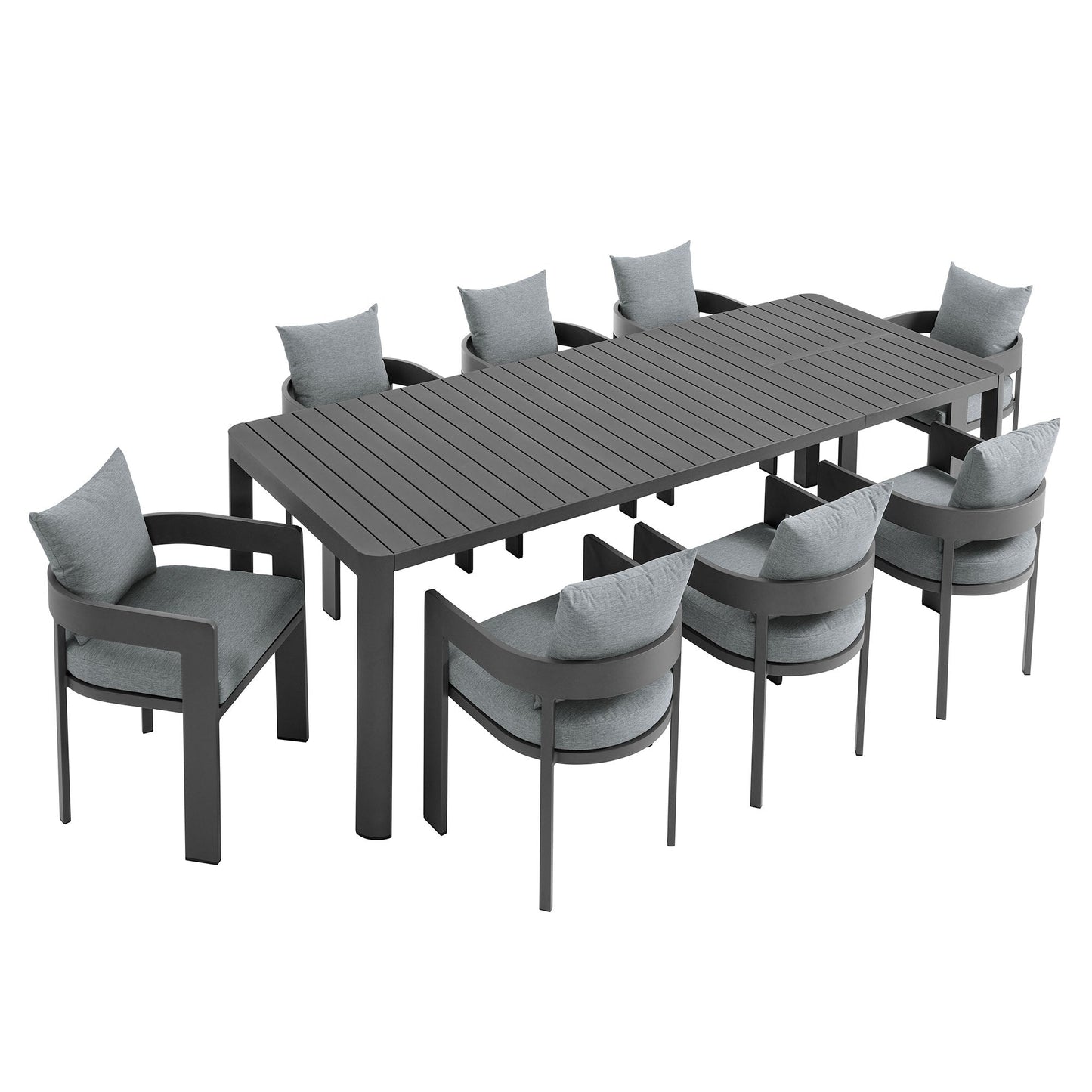 Tahoe 9-Piece Outdoor Patio Aluminum Dining Set With Extendable Table