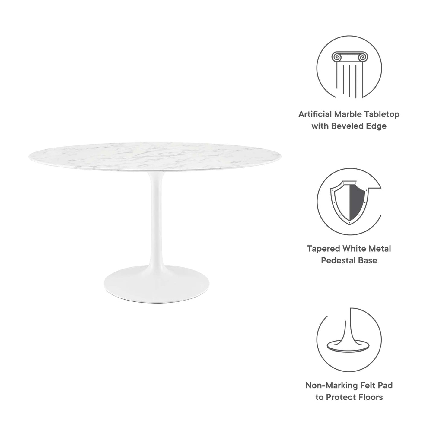 Lippa Oval Artificial Marble Dining Table
