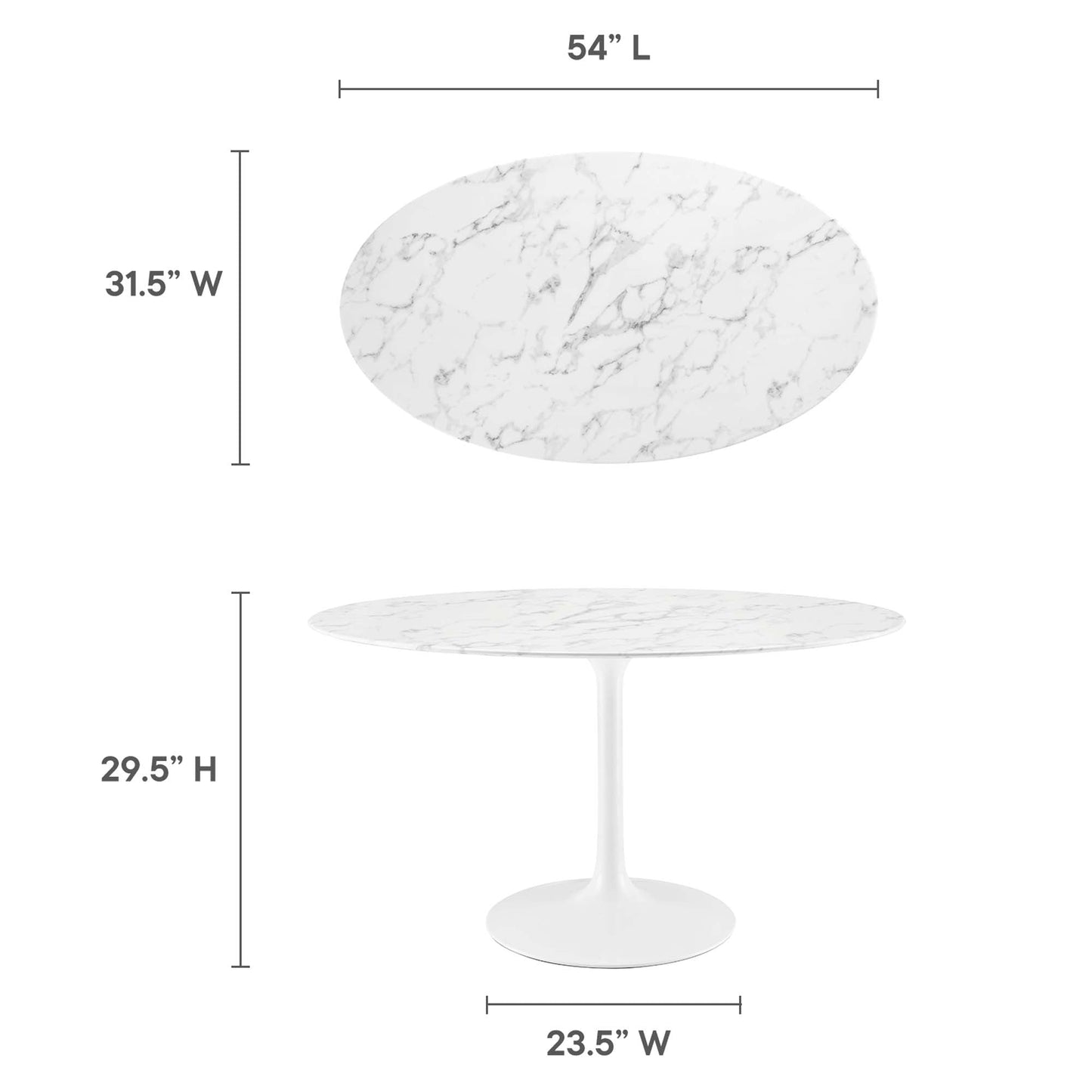 Lippa Oval Artificial Marble Dining Table