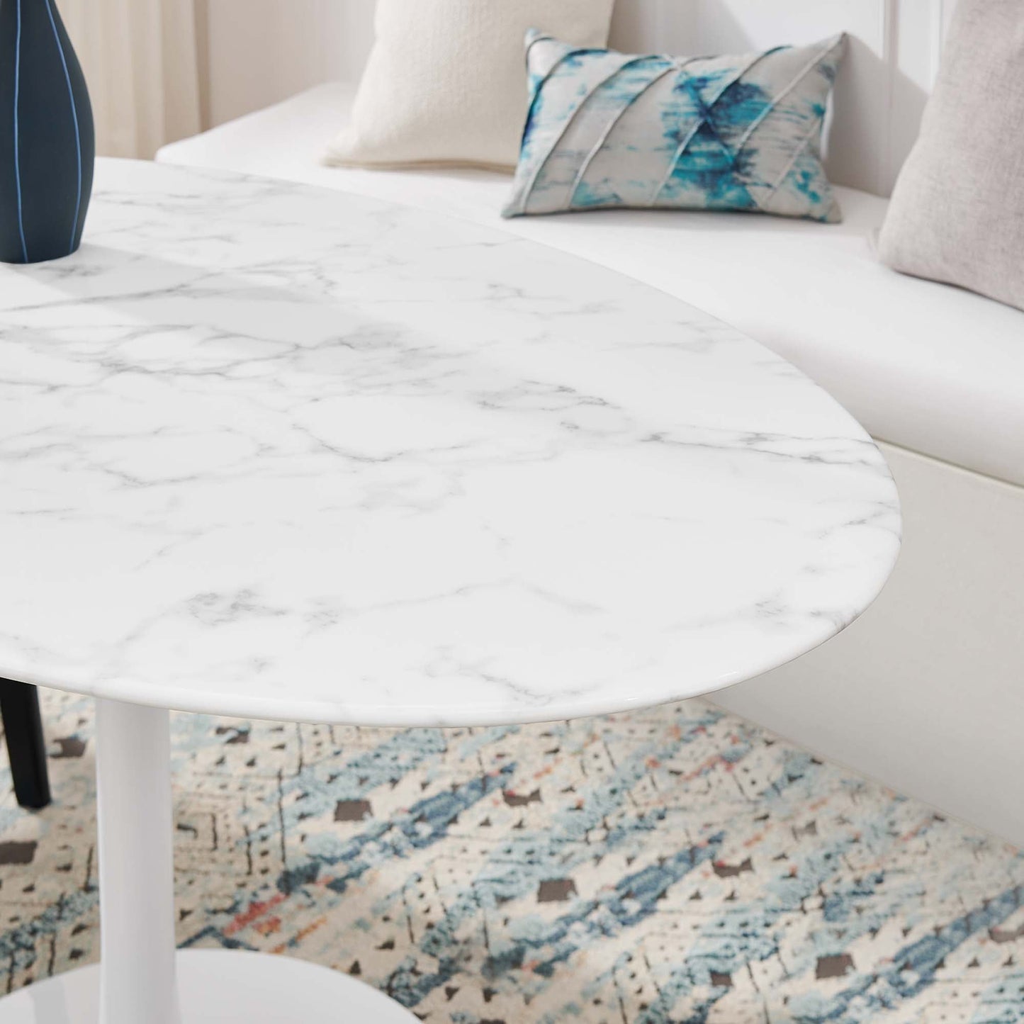 Lippa Oval Artificial Marble Dining Table