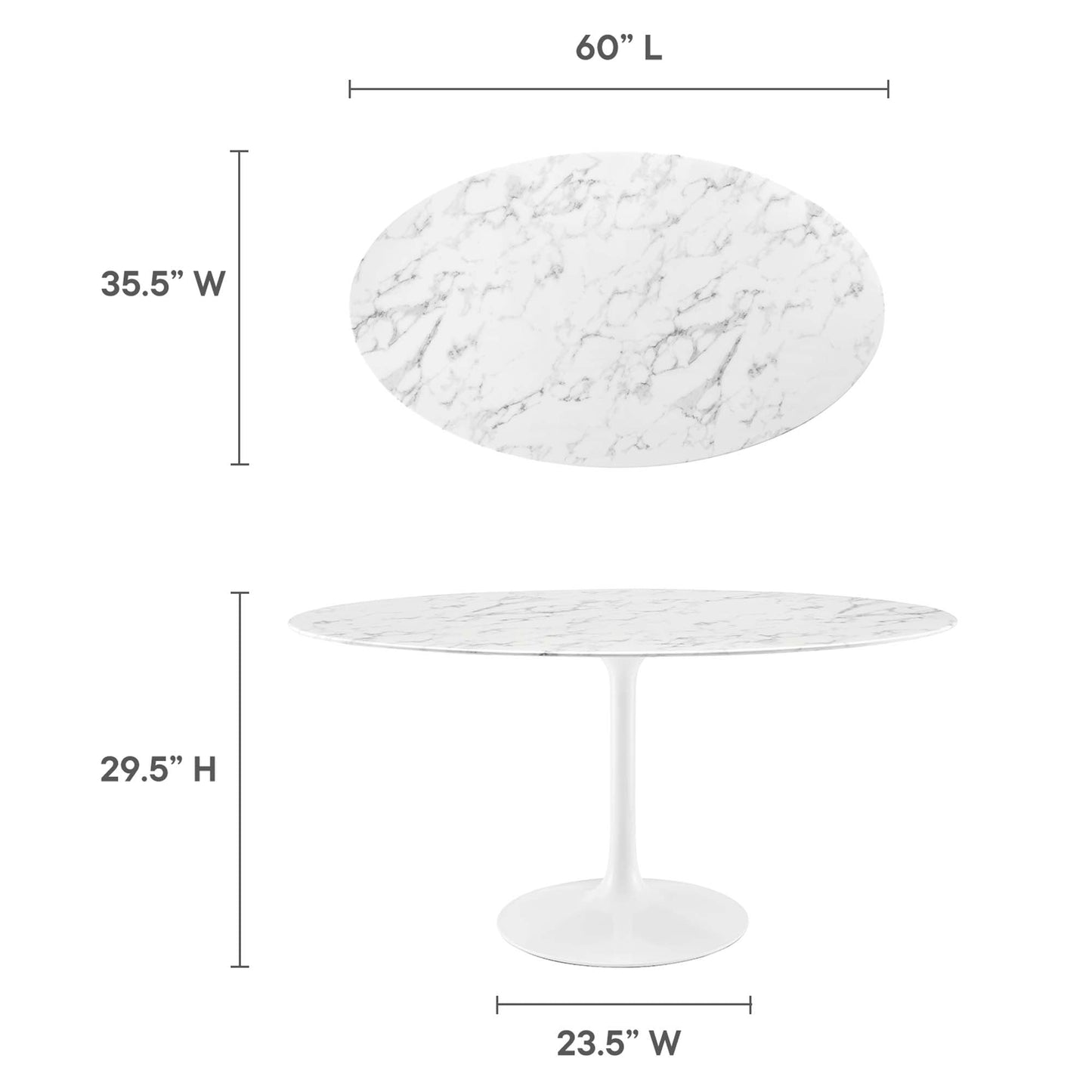 Lippa Oval Artificial Marble Dining Table