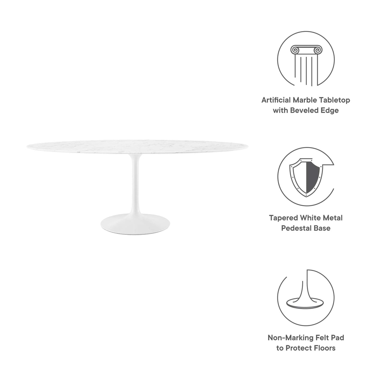 Lippa Oval Artificial Marble Dining Table