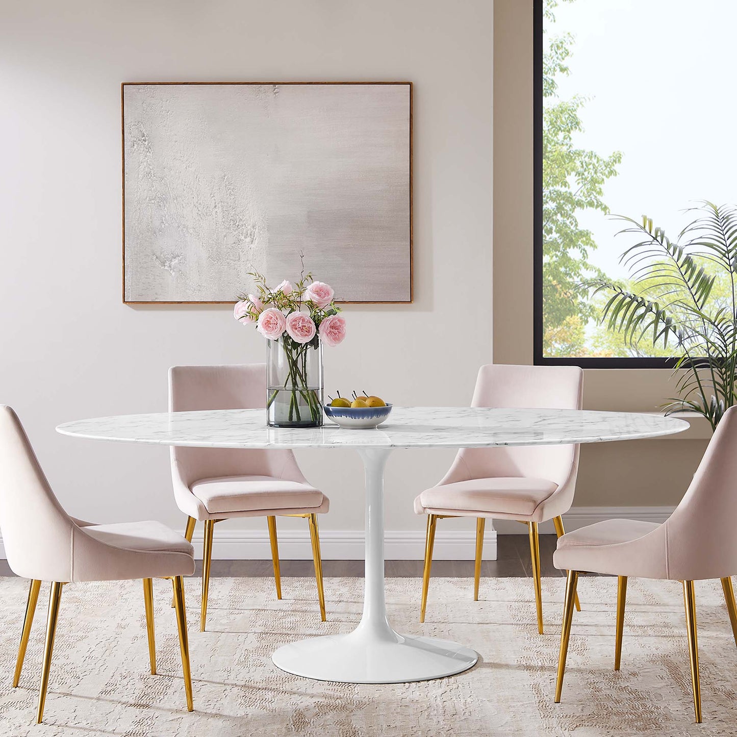 Lippa Oval Artificial Marble Dining Table