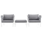 Harmony 3 Piece Outdoor Patio Aluminum Sectional Sofa Set