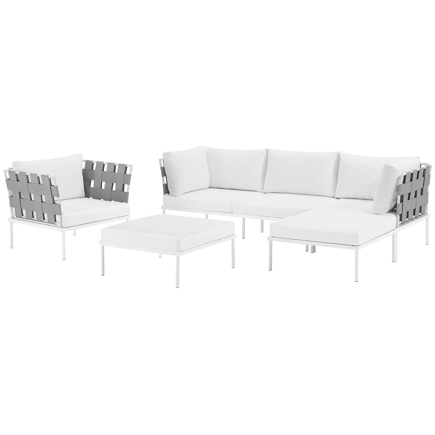 Harmony 6 Piece Outdoor Patio Aluminum Sectional Sofa Set