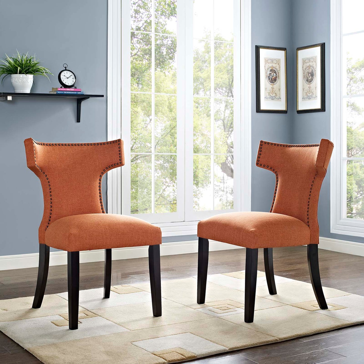 Curve Fabric Dining Side Chair Set of 2