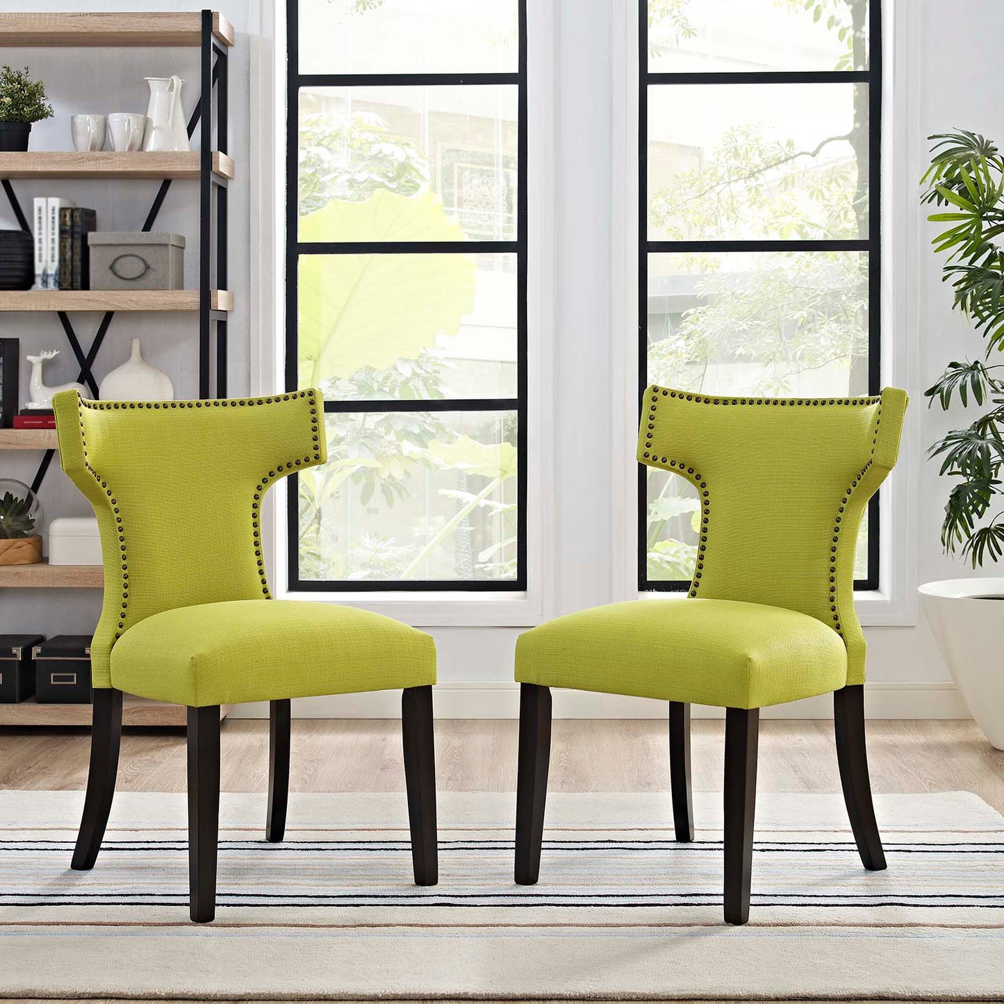 Curve Fabric Dining Side Chair Set of 2