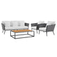 Stance 4 Piece Outdoor Patio Aluminum Sectional Sofa Set