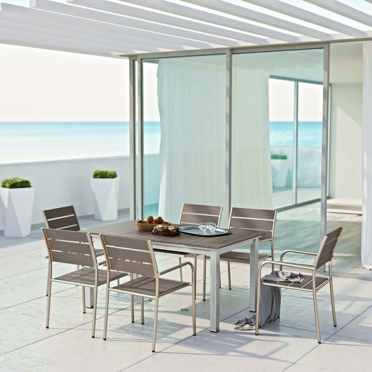 Shore 7 Piece Outdoor Patio Aluminum Dining Set