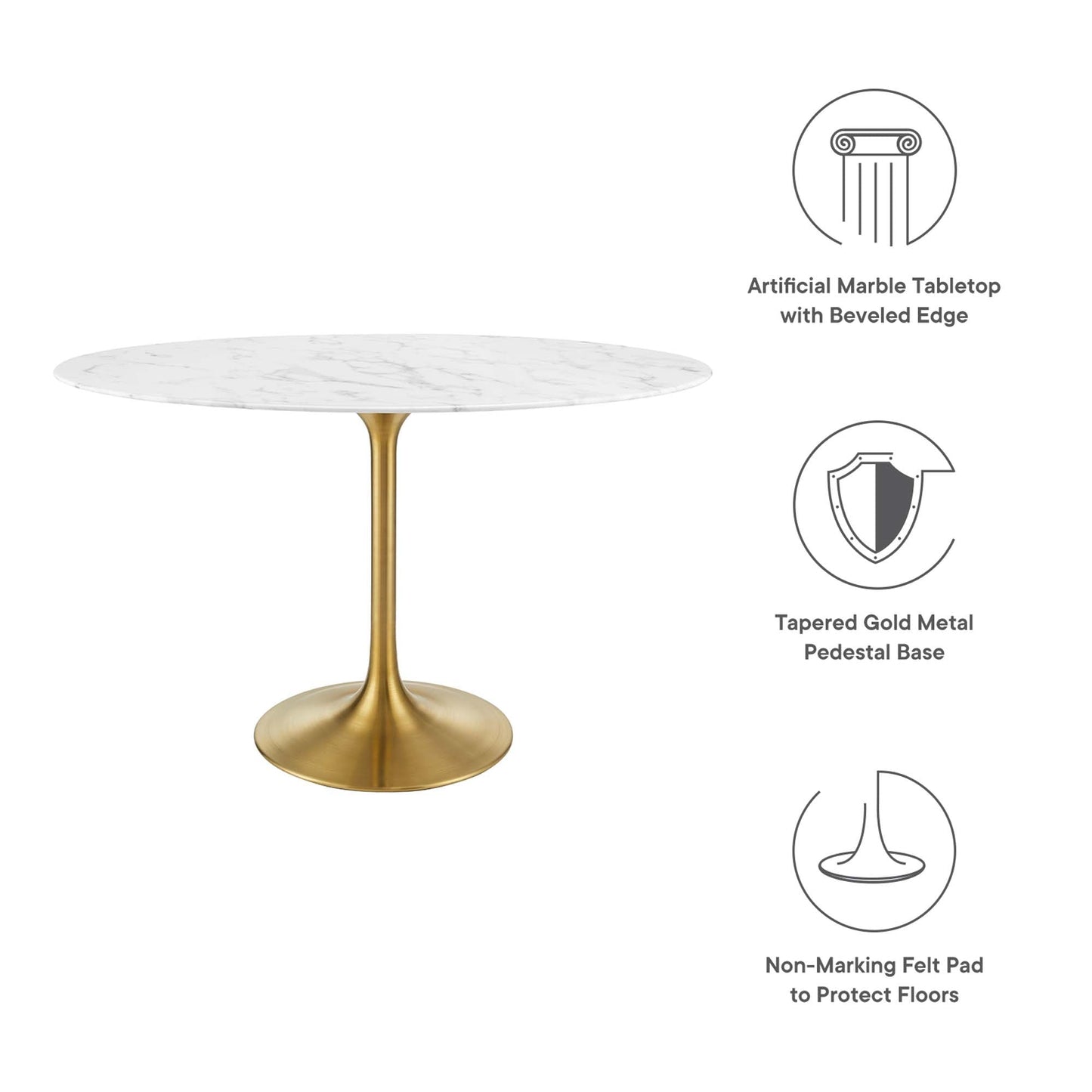 Lippa Oval Artificial Marble Dining Table