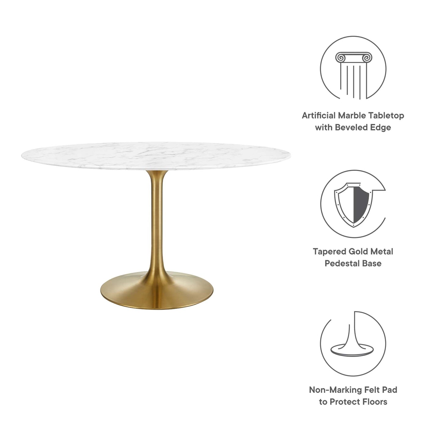 Lippa Oval Artificial Marble Dining Table