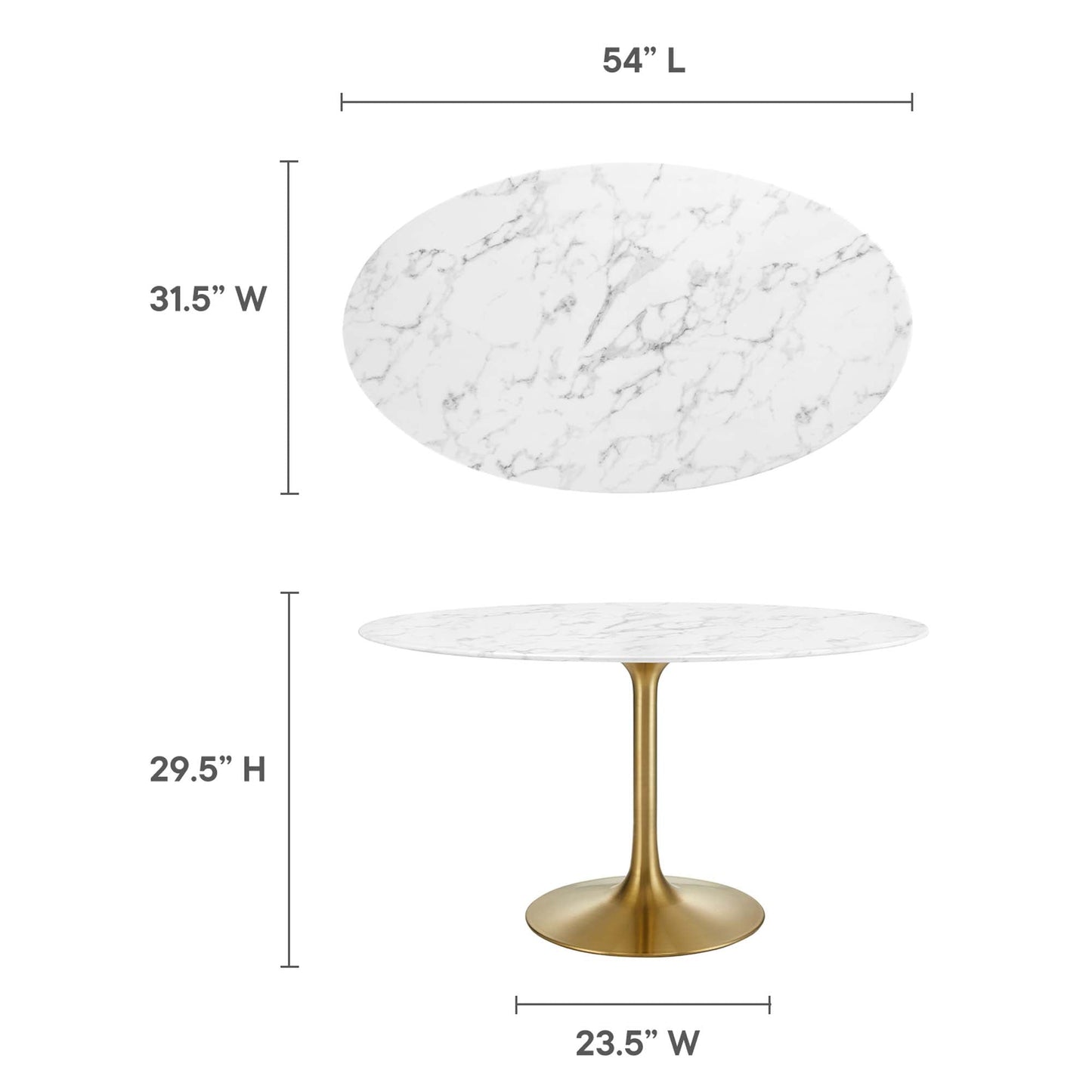 Lippa Oval Artificial Marble Dining Table
