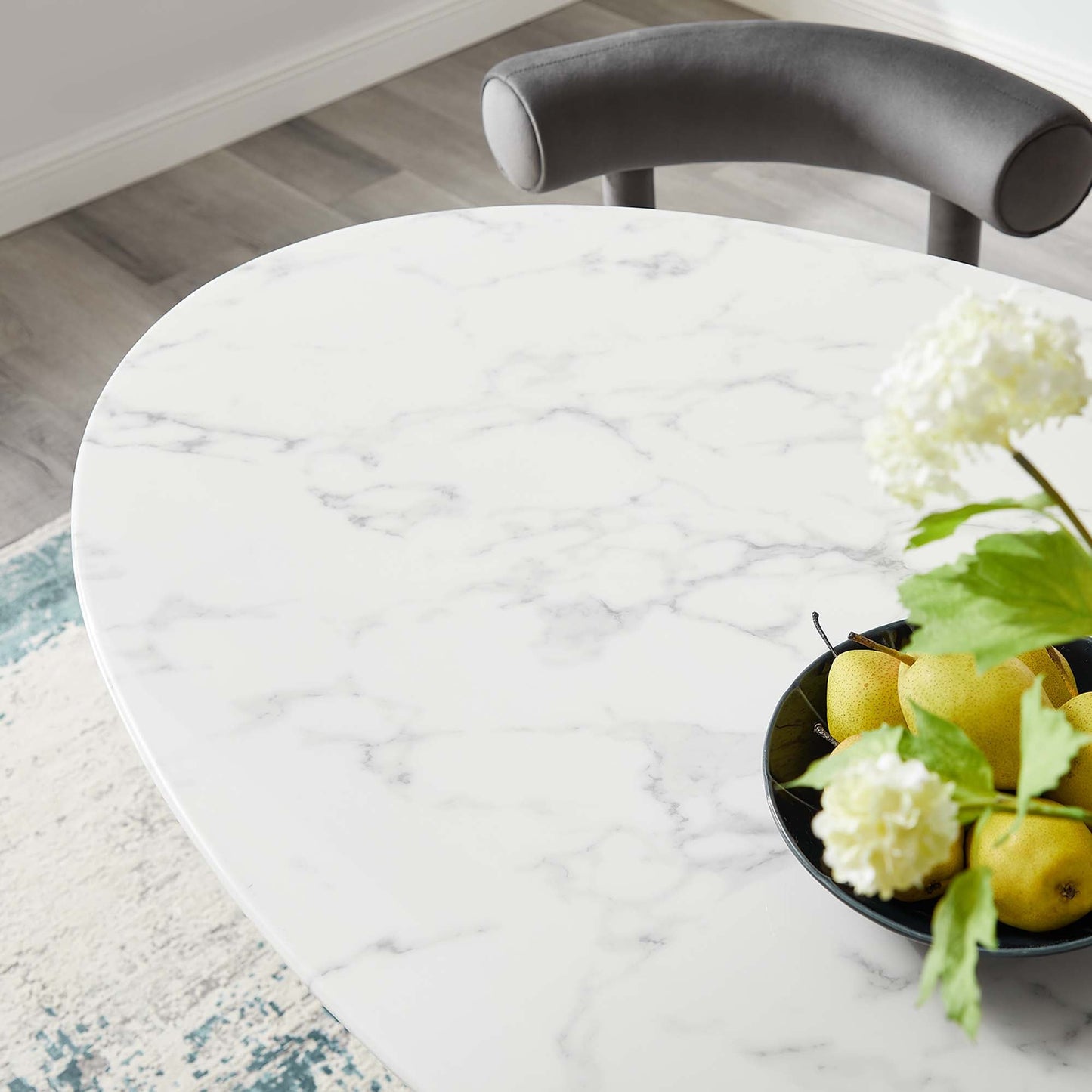 Lippa Oval Artificial Marble Dining Table