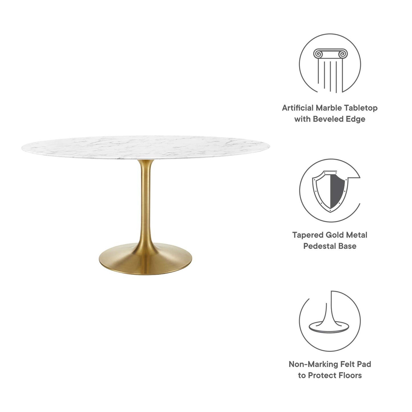 Lippa Oval Artificial Marble Dining Table