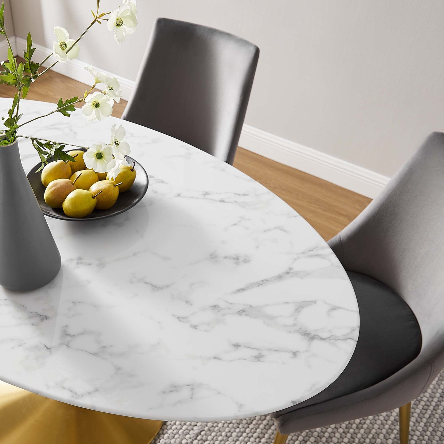 Lippa Oval Artificial Marble Dining Table