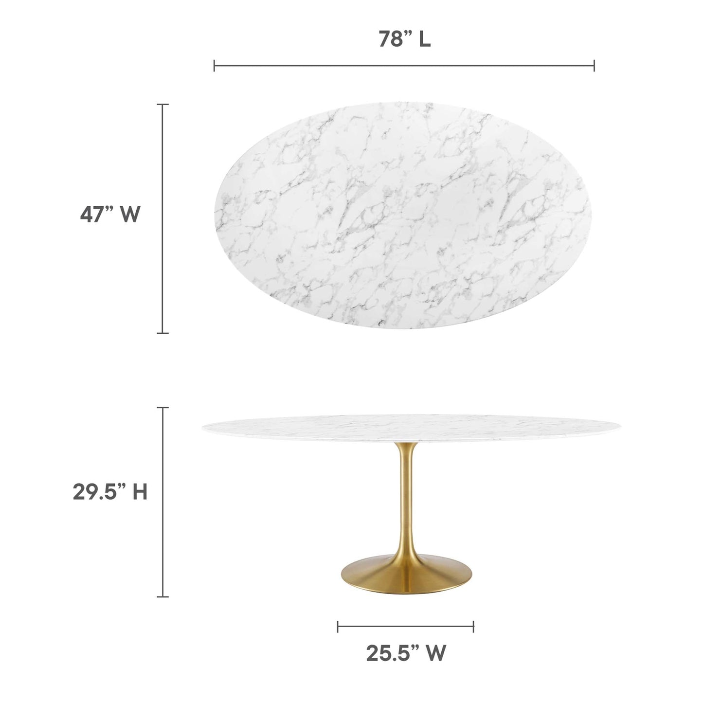 Lippa Oval Artificial Marble Dining Table