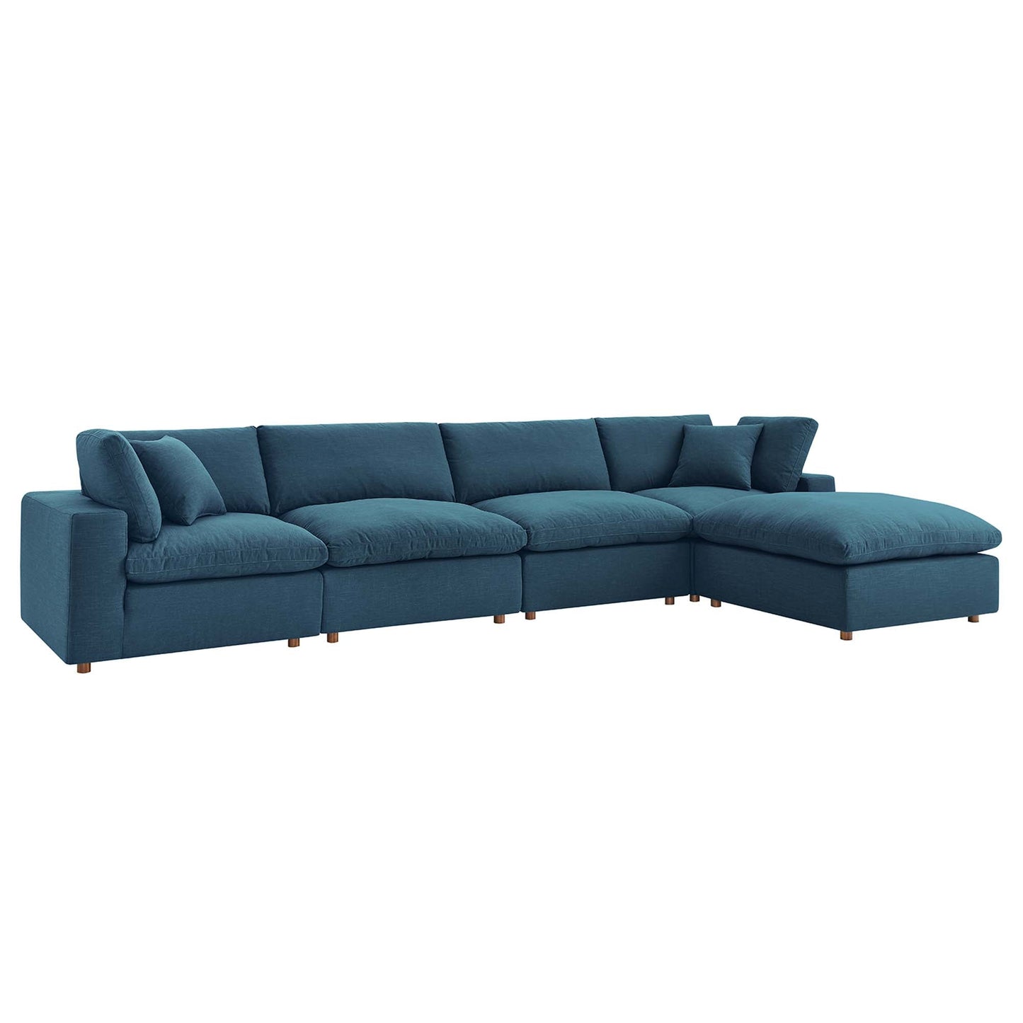 Commix 5 Piece Down Filled Overstuffed Sectional Sofa Set