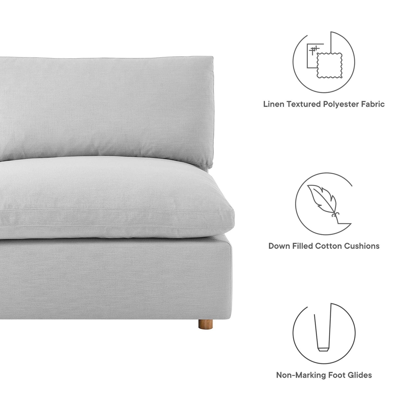 Commix 5-Piece Down Filled Overstuffed Armless Sectional Sofa