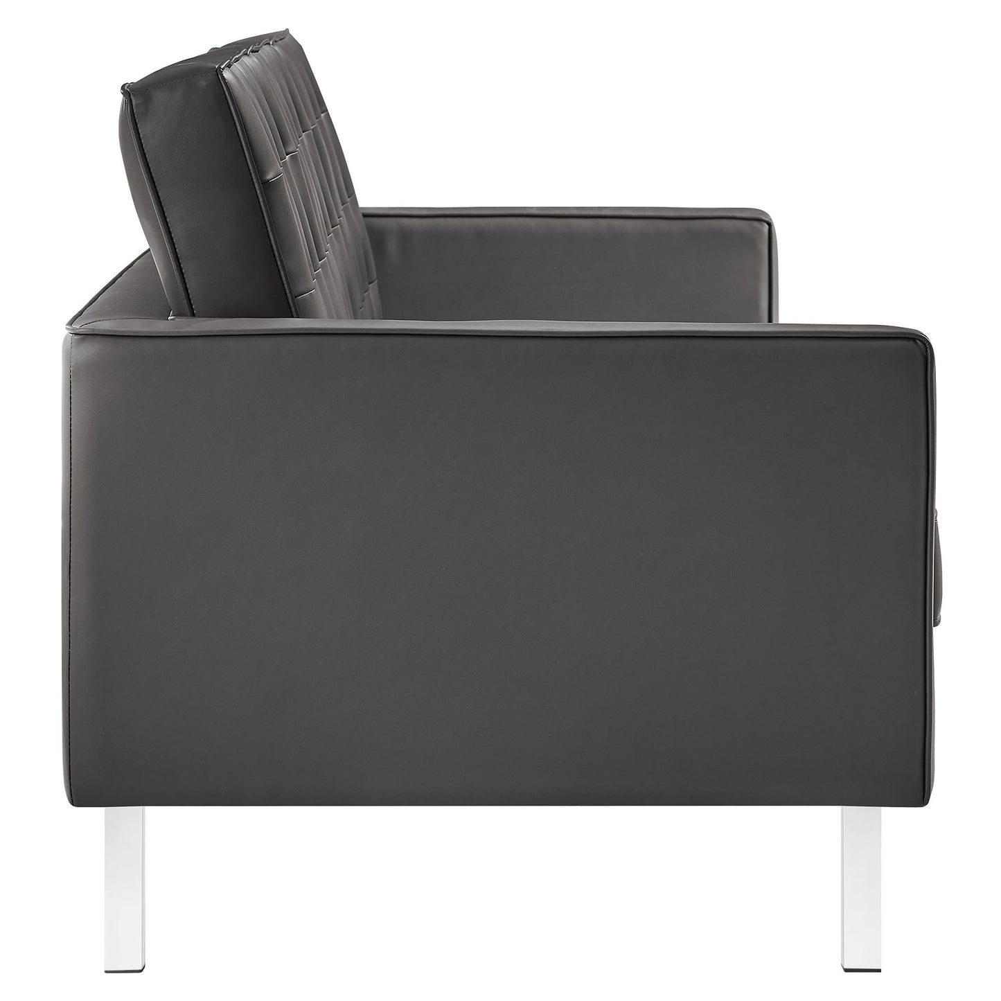 Loft  Tufted Vegan Leather Sofa and Ottoman Set