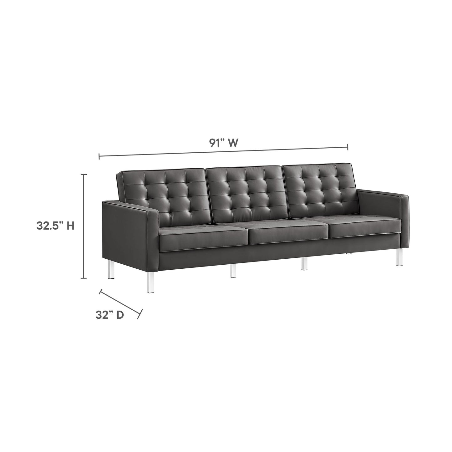 Loft  Tufted Vegan Leather Sofa and Ottoman Set