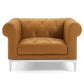 Idyll Tufted Button Upholstered Leather Chesterfield Armchair