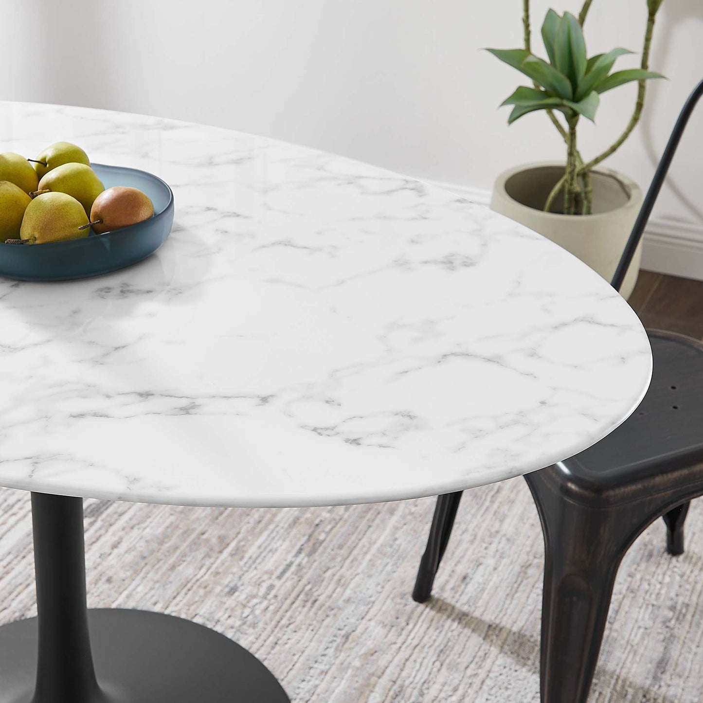 Lippa Oval Artificial Marble Dining Table