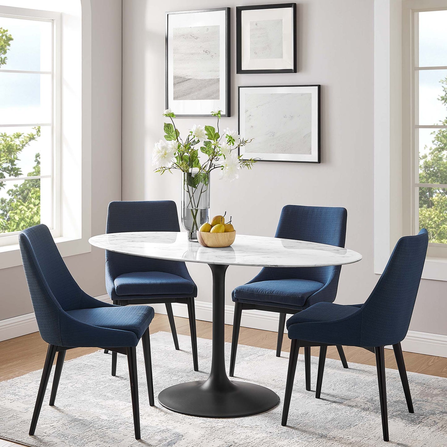 Lippa Oval Artificial Marble Dining Table