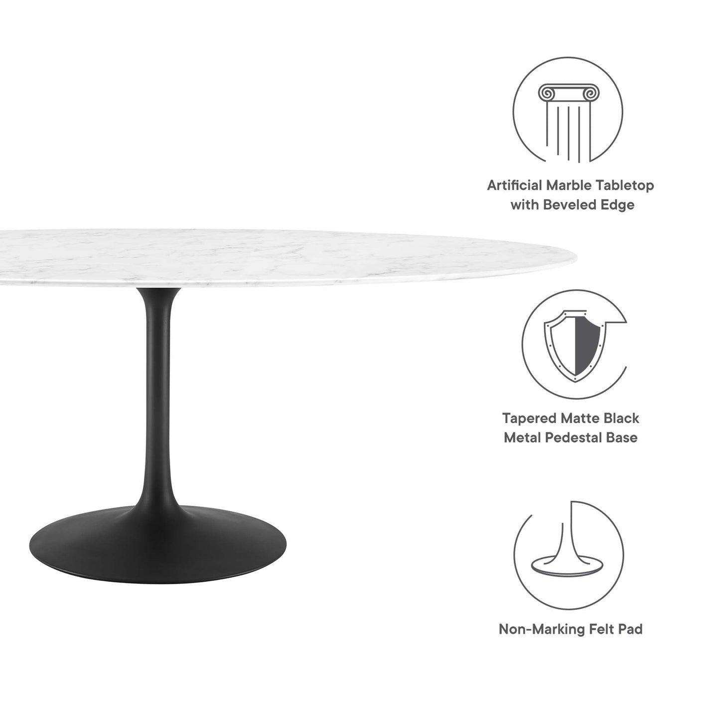 Lippa Oval Artificial Marble Dining Table
