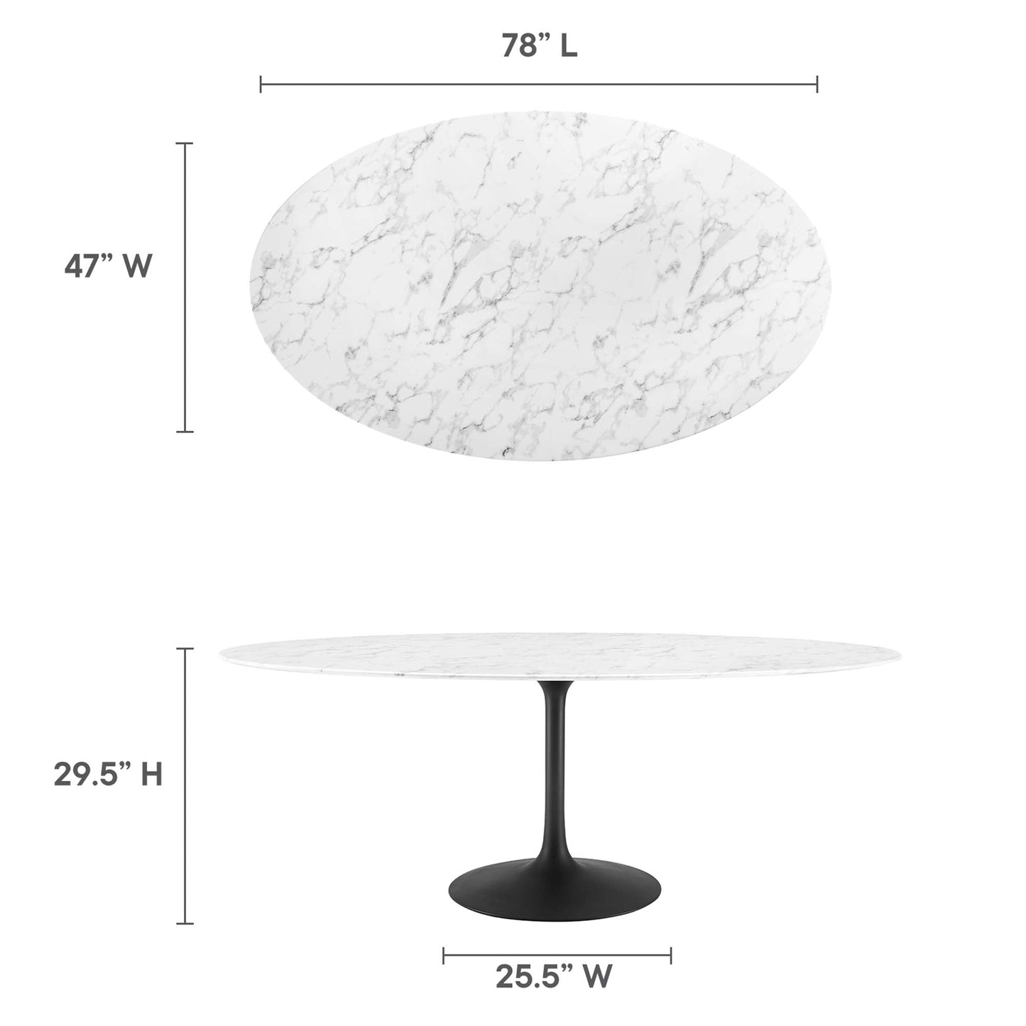 Lippa Oval Artificial Marble Dining Table