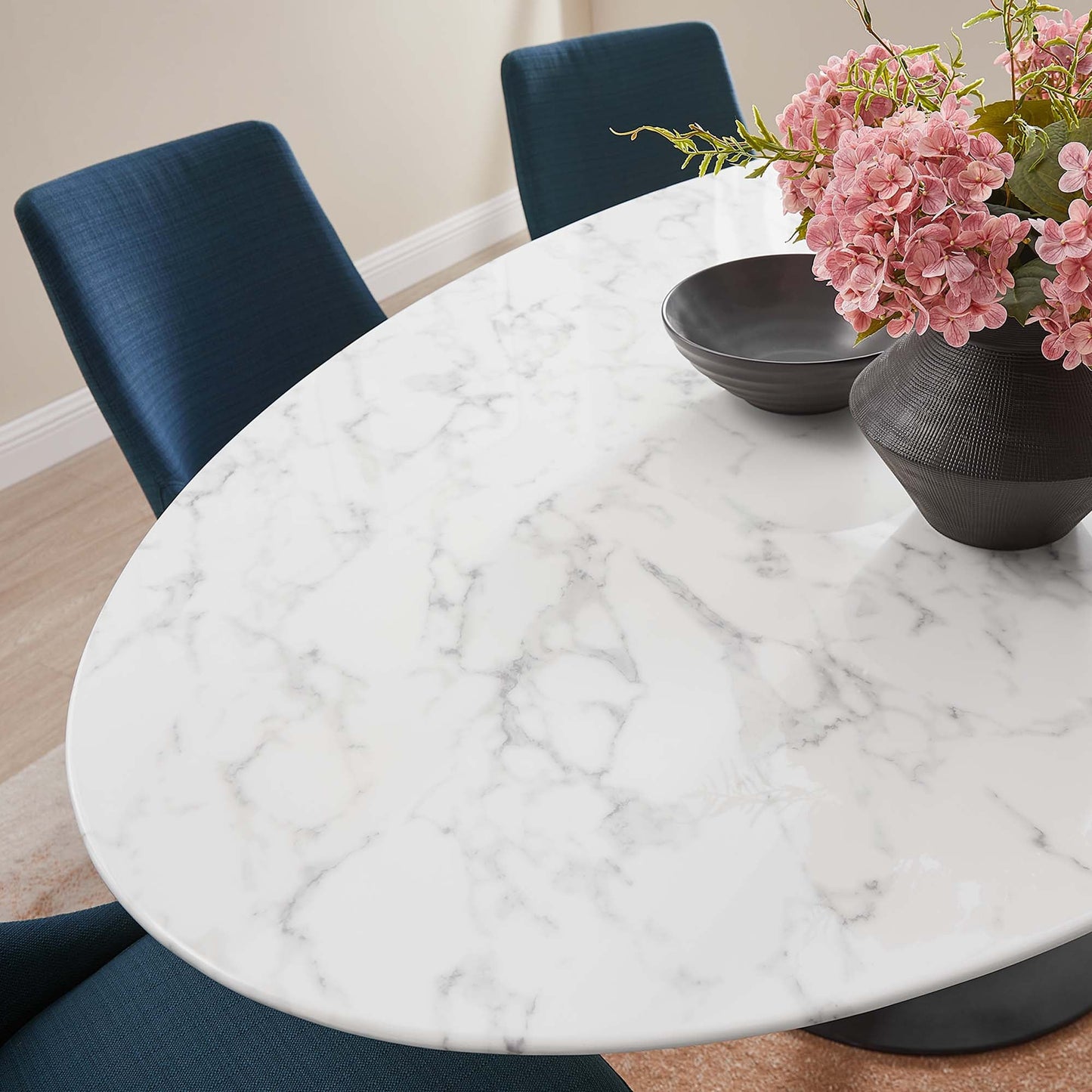 Lippa Oval Artificial Marble Dining Table