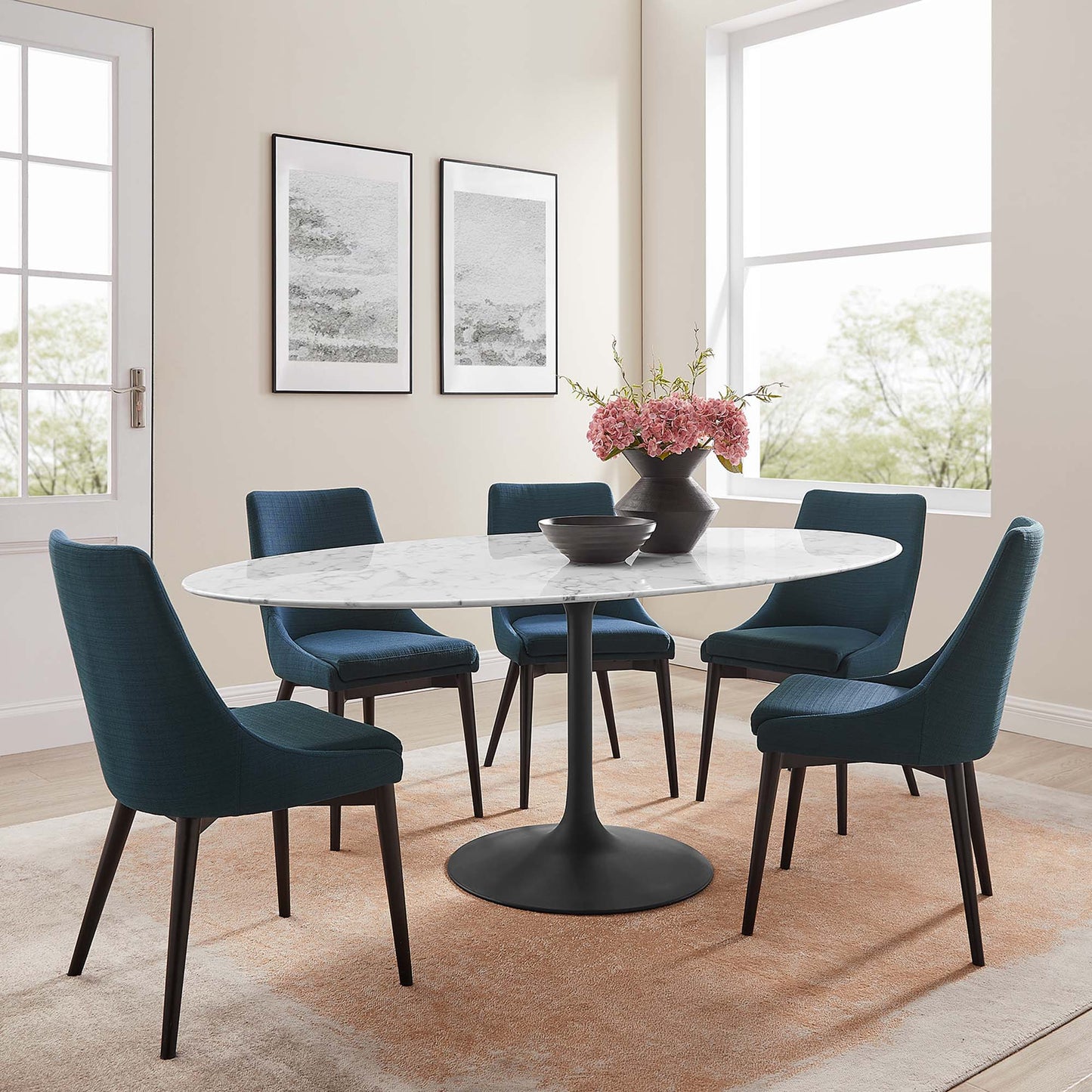 Lippa Oval Artificial Marble Dining Table