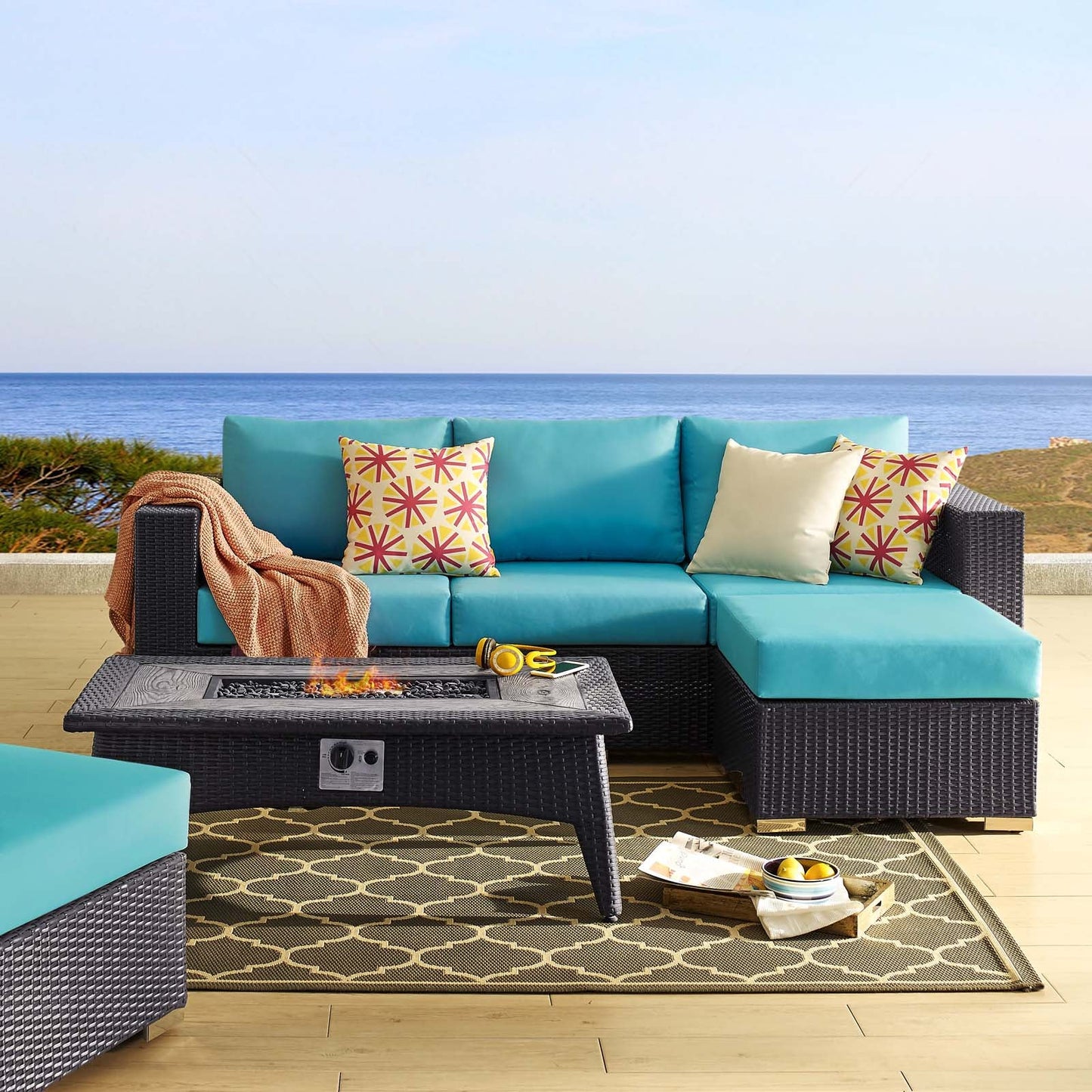 Convene 3 Piece Set Outdoor Patio with Fire Pit