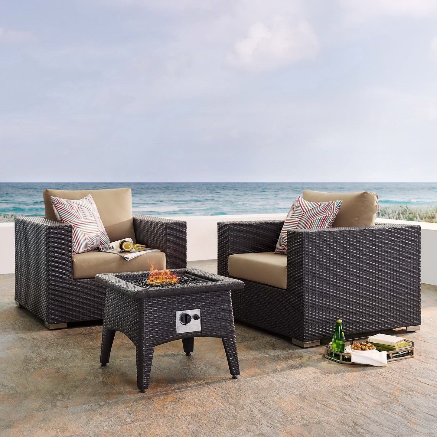 Convene 3 Piece Set Outdoor Patio with Fire Pit