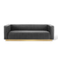 Charisma Channel Tufted Performance Velvet Living Room Sofa