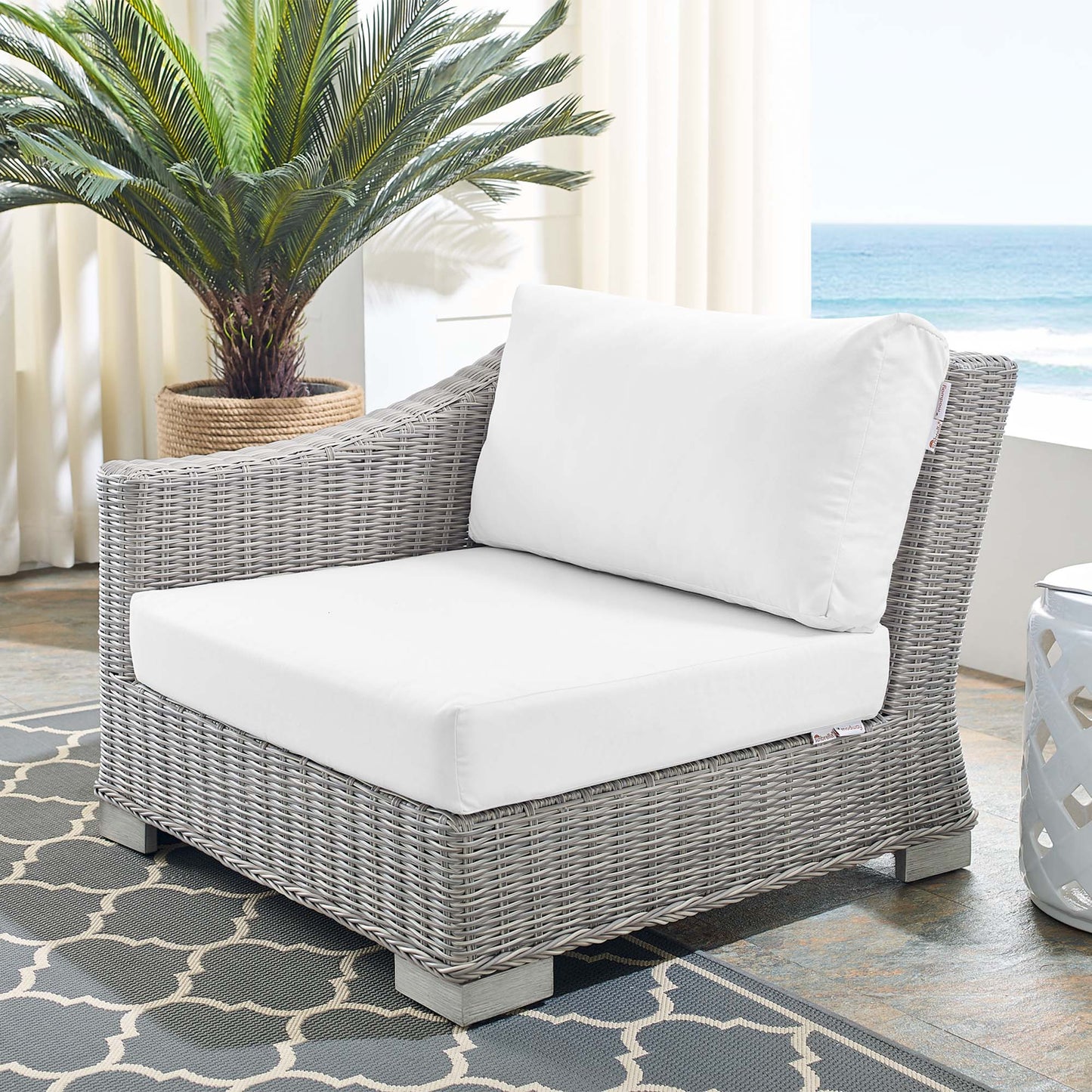 Conway Sunbrella® Outdoor Patio Wicker Rattan Left-Arm Chair