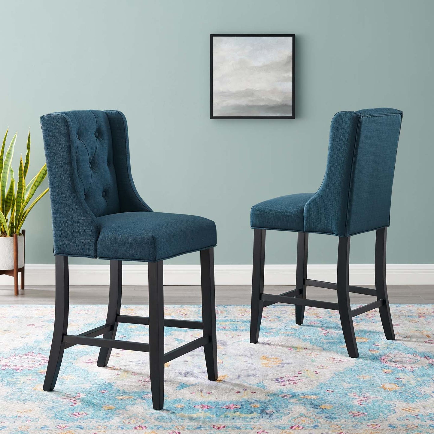 Baronet Upholstered Fabric Counter Bar Stool Set of 2