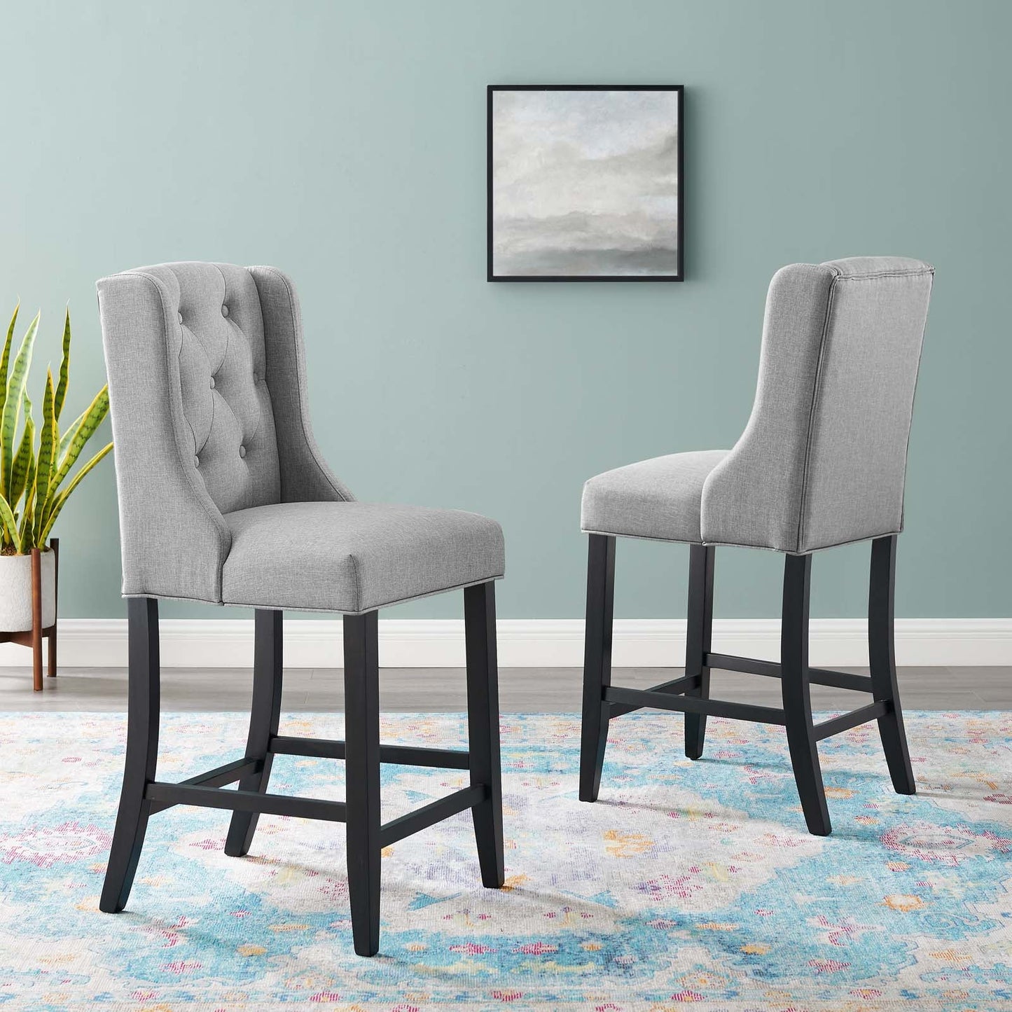Baronet Upholstered Fabric Counter Bar Stool Set of 2