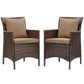 Conduit Outdoor Patio Wicker Rattan Dining Armchair Set of 2
