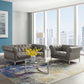 Idyll Tufted Upholstered Leather Loveseat and Armchair