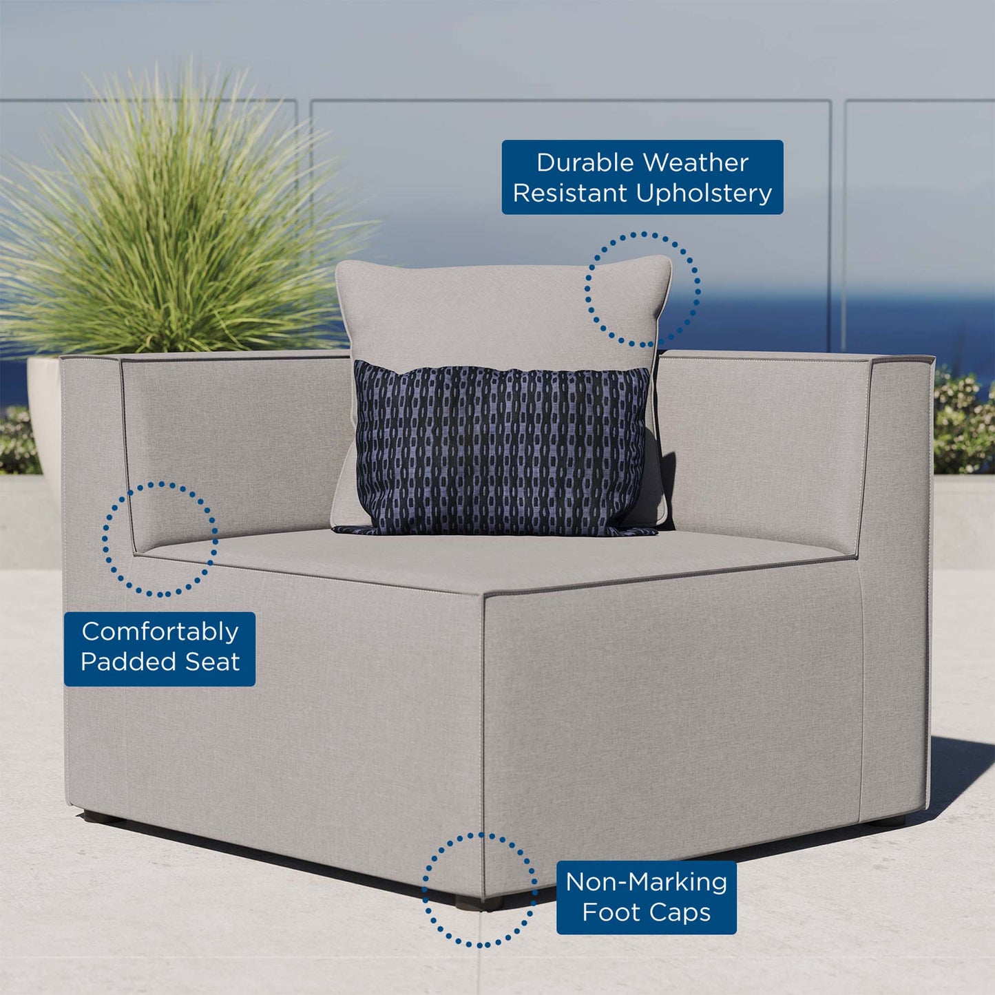 Saybrook Outdoor Patio Upholstered Sectional Sofa Corner Chair