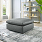 Commix Down Filled Overstuffed Vegan Leather Ottoman