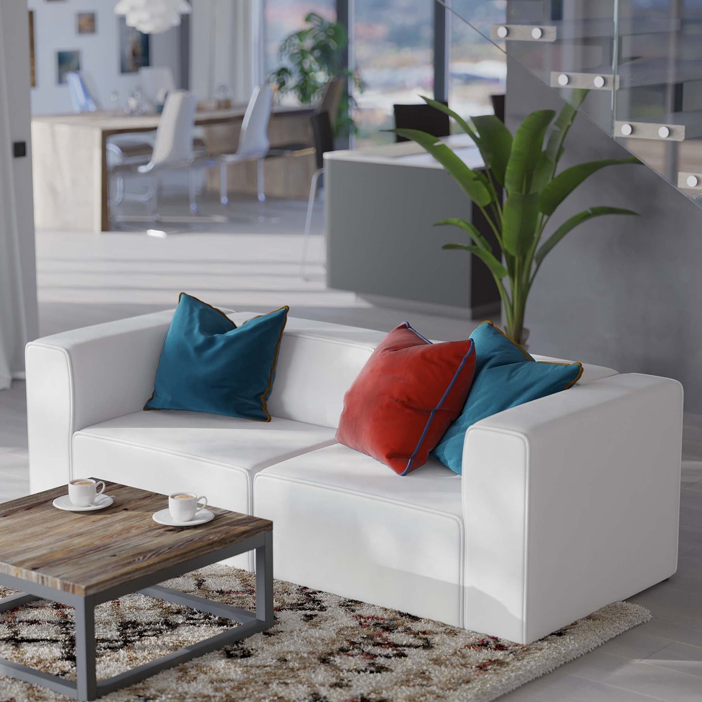 Mingle Vegan Leather 2-Piece Sectional Sofa Loveseat