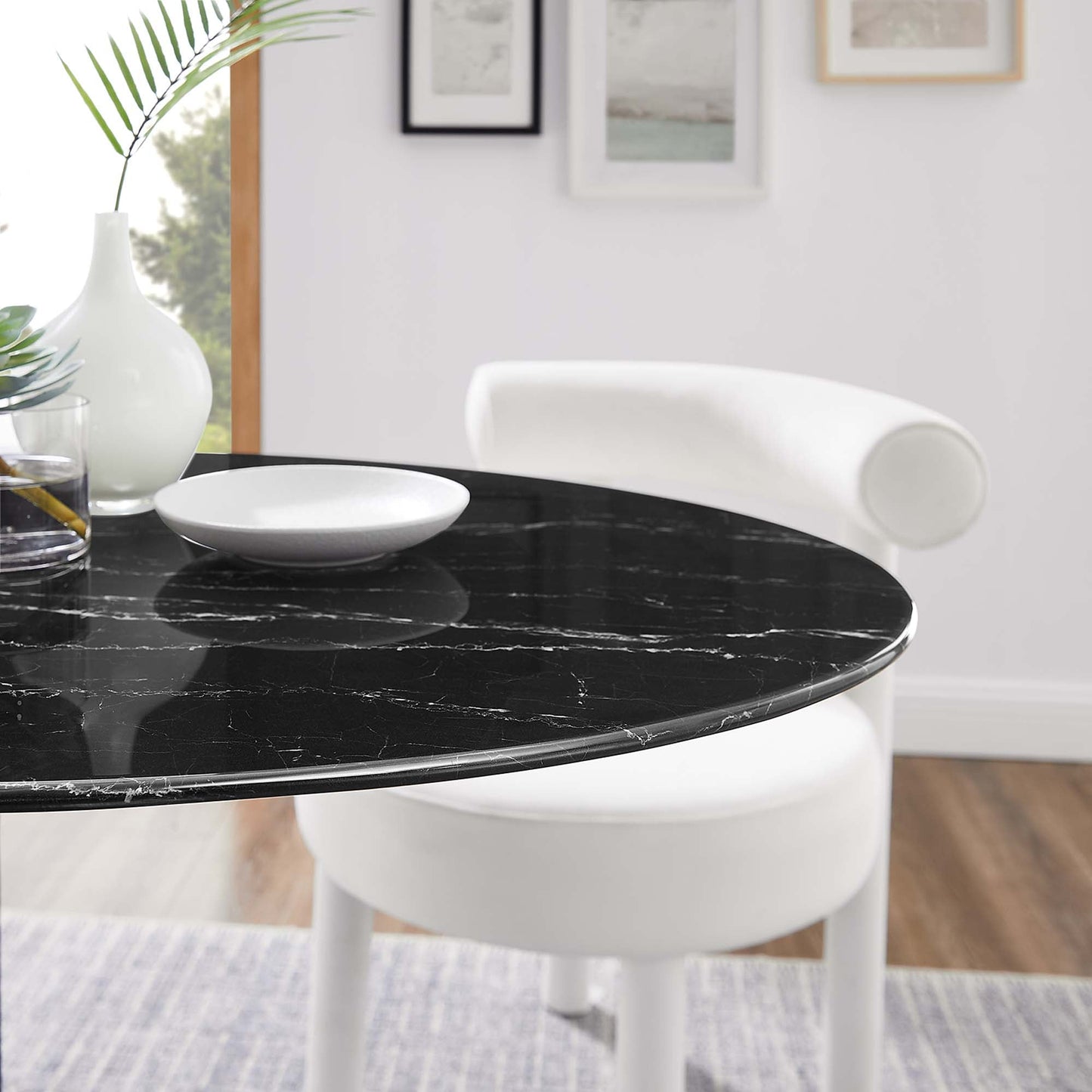 Lippa Oval Artificial Marble Dining Table