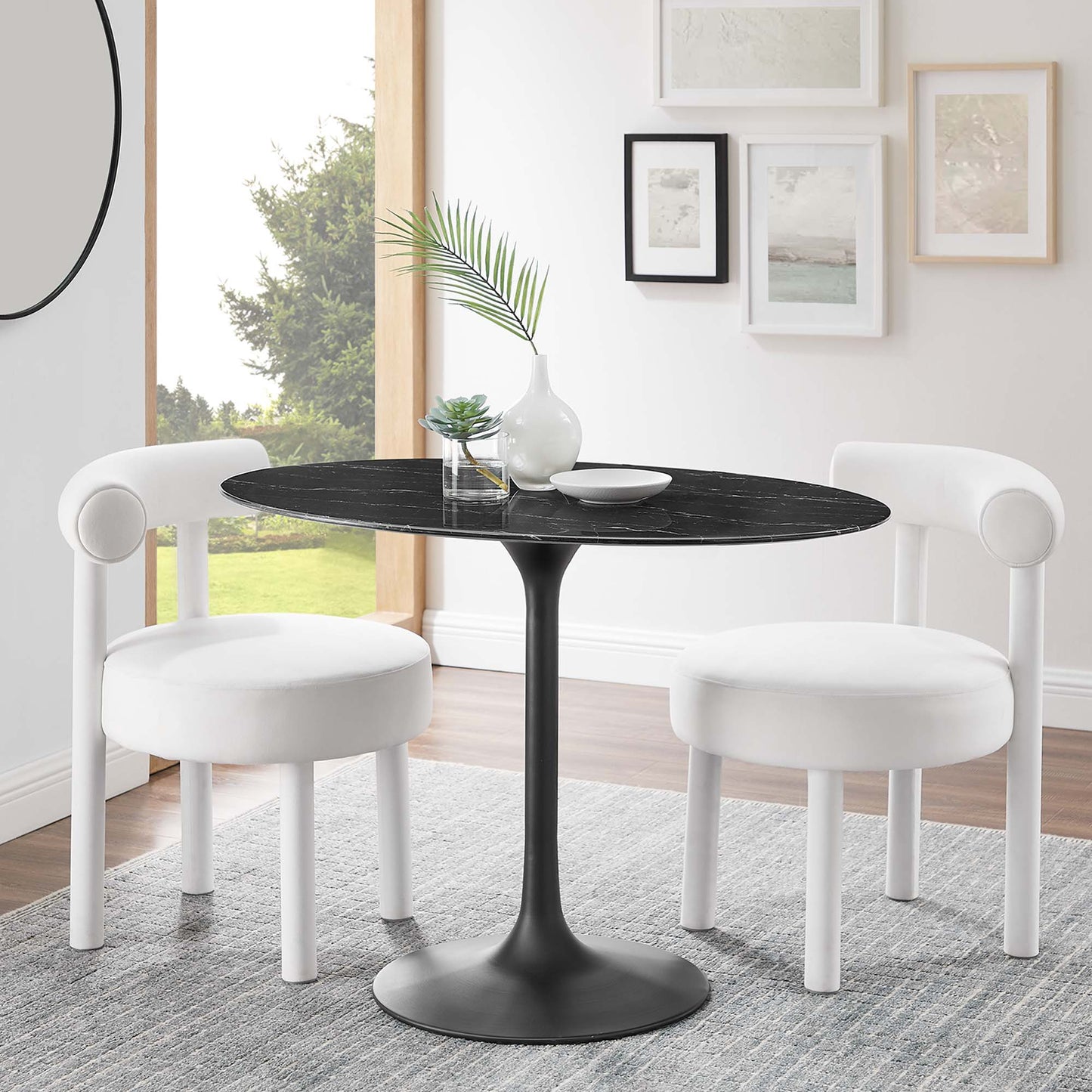 Lippa Oval Artificial Marble Dining Table