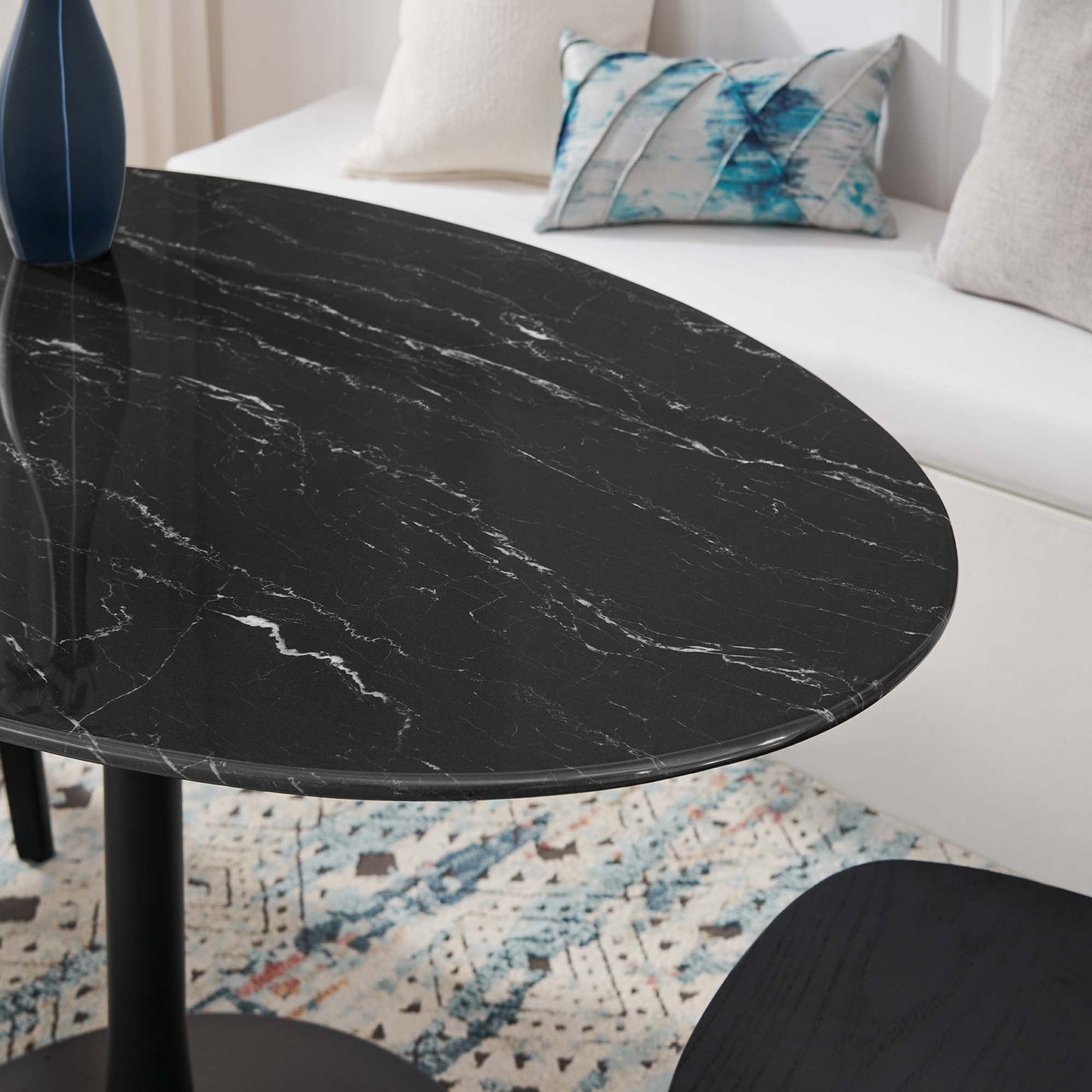 Lippa Oval Artificial Marble Dining Table