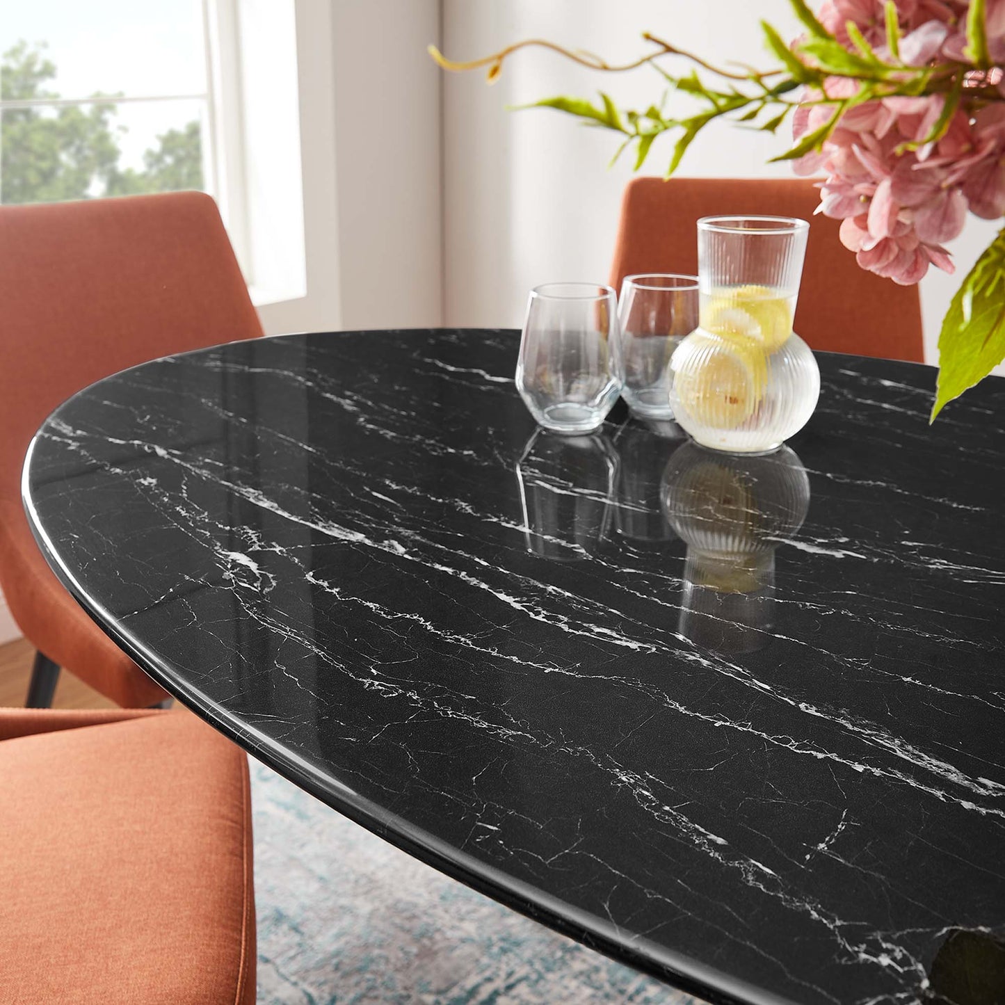 Lippa Oval Artificial Marble Dining Table