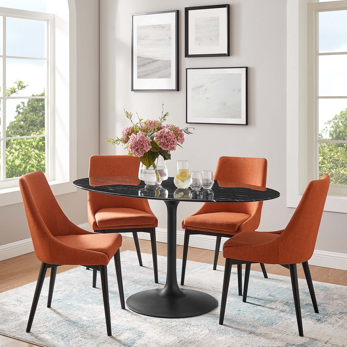 Lippa Oval Artificial Marble Dining Table