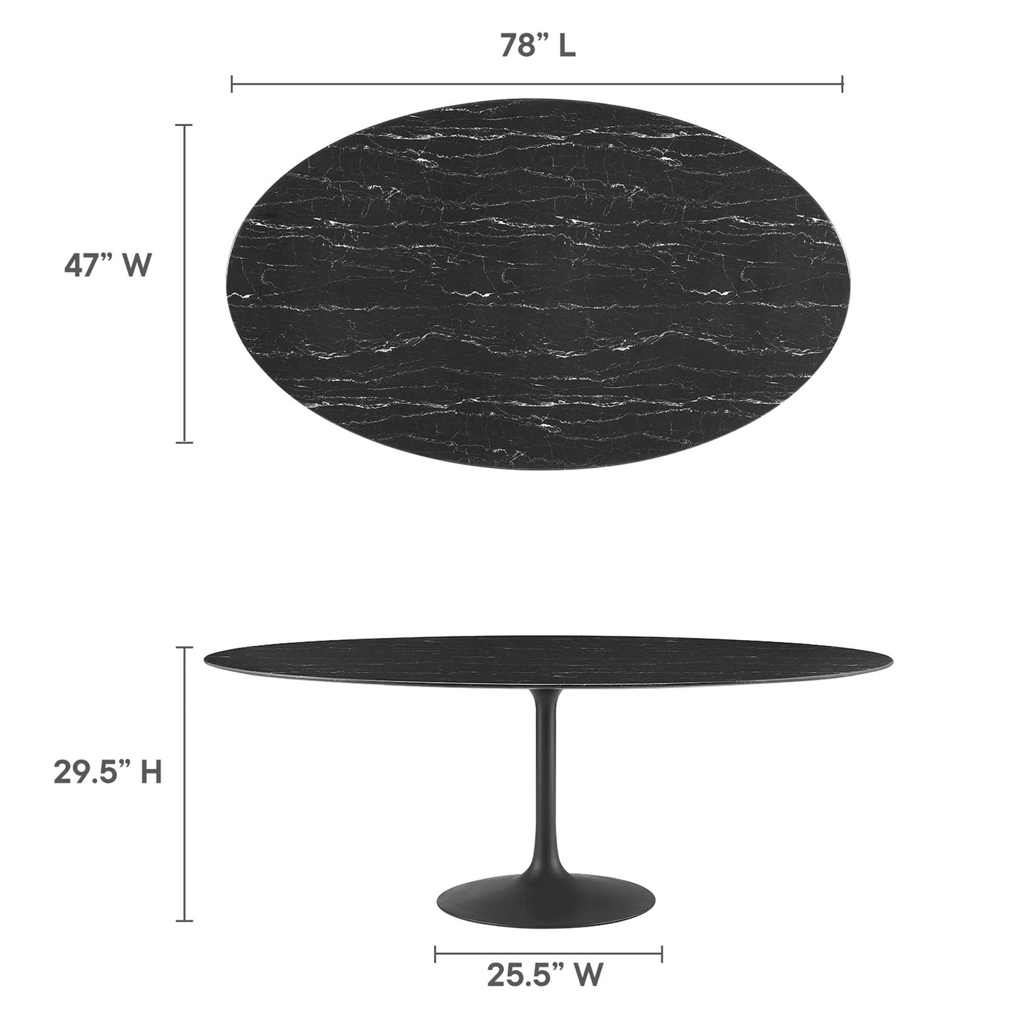 Lippa Oval Artificial Marble Dining Table