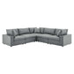 Commix Down Filled Overstuffed Vegan Leather 5-Piece Sectional Sofa